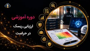 کاور دوره آموزشی ارزیابی ریسک در حراست که از دوره‌های سازمانی رهپویان امروز می‌باشد.